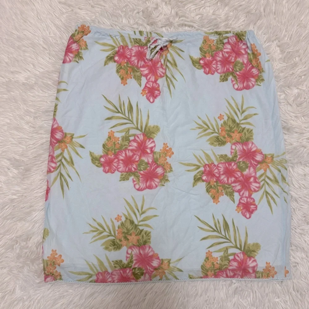 Vintage Abercrombie & Fitch Floral Skirt - Light Blue and Pink Floral Skirt